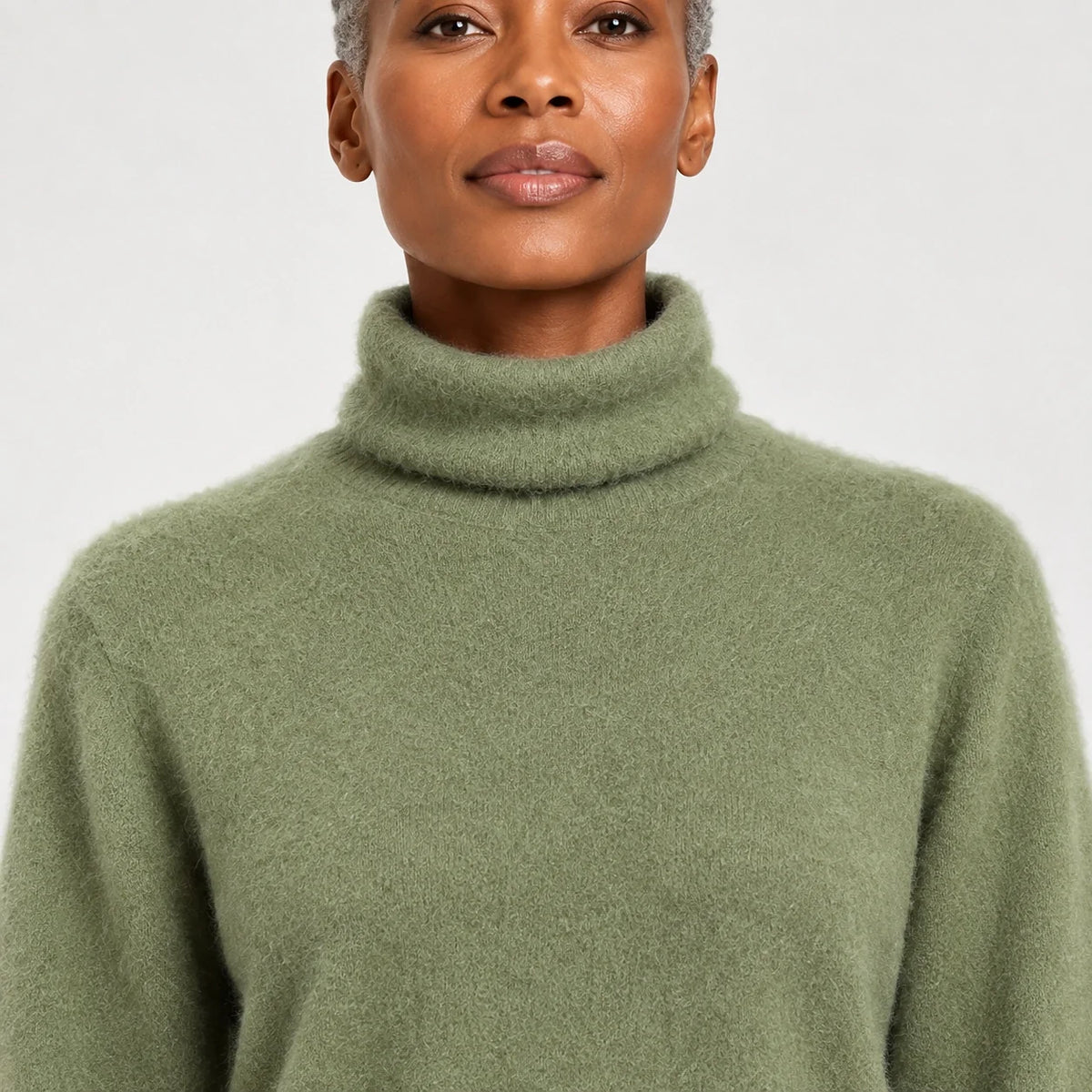 Aria | Women's Cashmere Sweater - Mock Neck Ribbed Trim Relaxed Fit