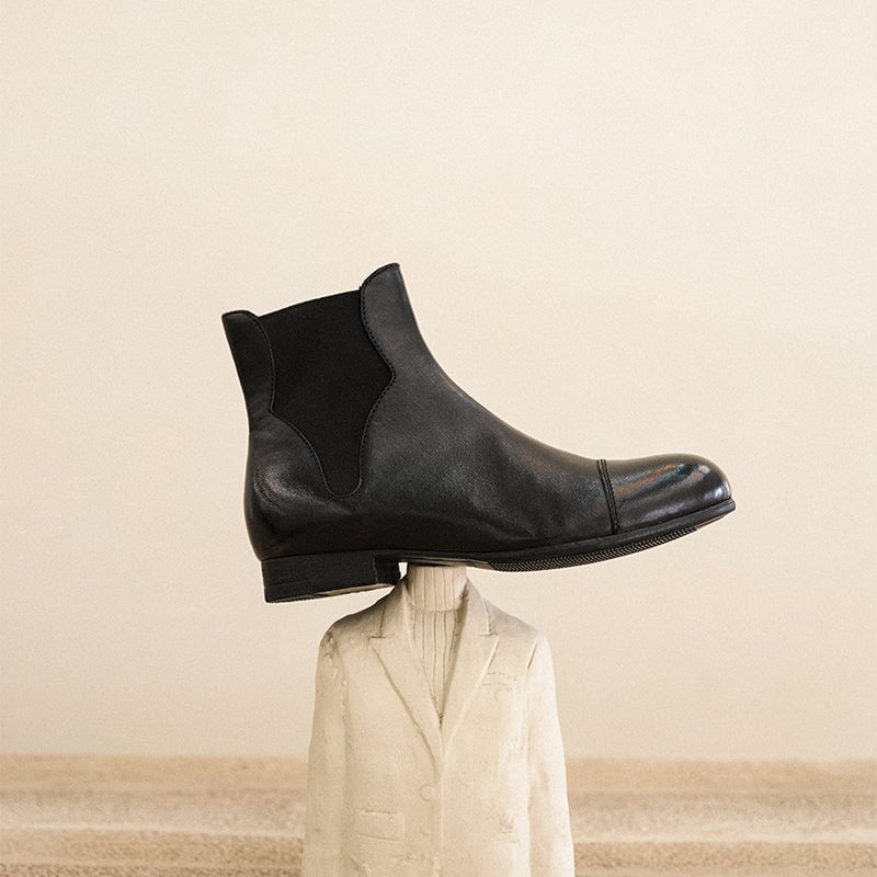 Isabella | Women's Leather Chelsea Boots - Low Block Heel Round Toe