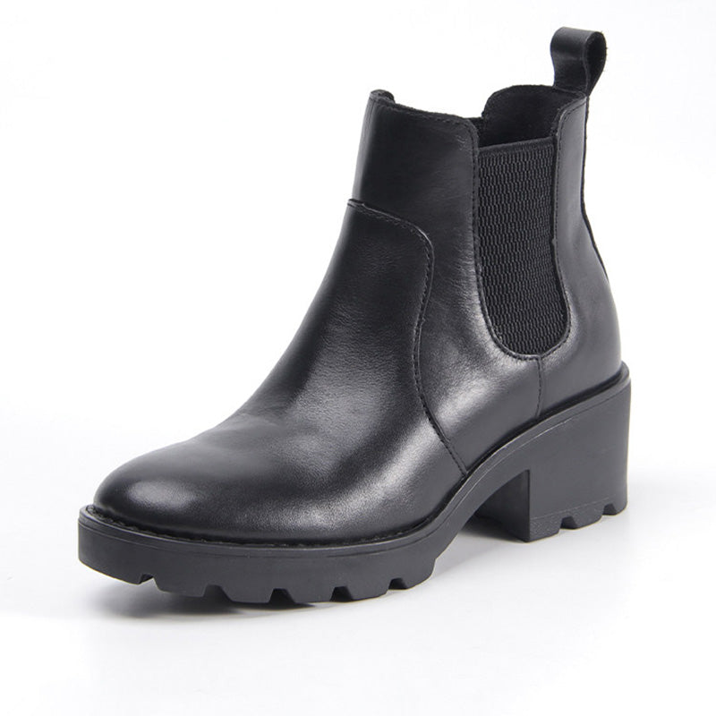 Amelia | Women's Leather Chelsea Boots - Chunky Block Heel Arch Support