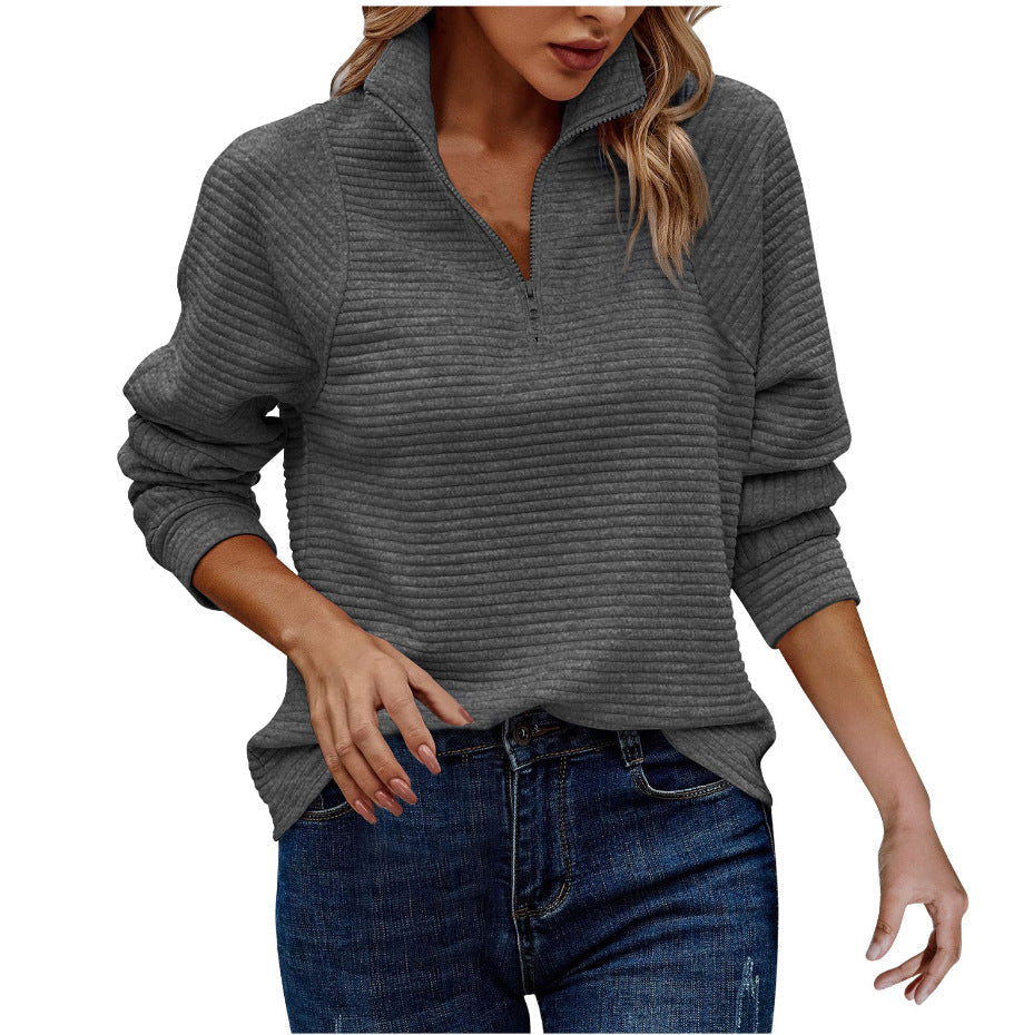 Women's Textured Quarter Zip Sweater
