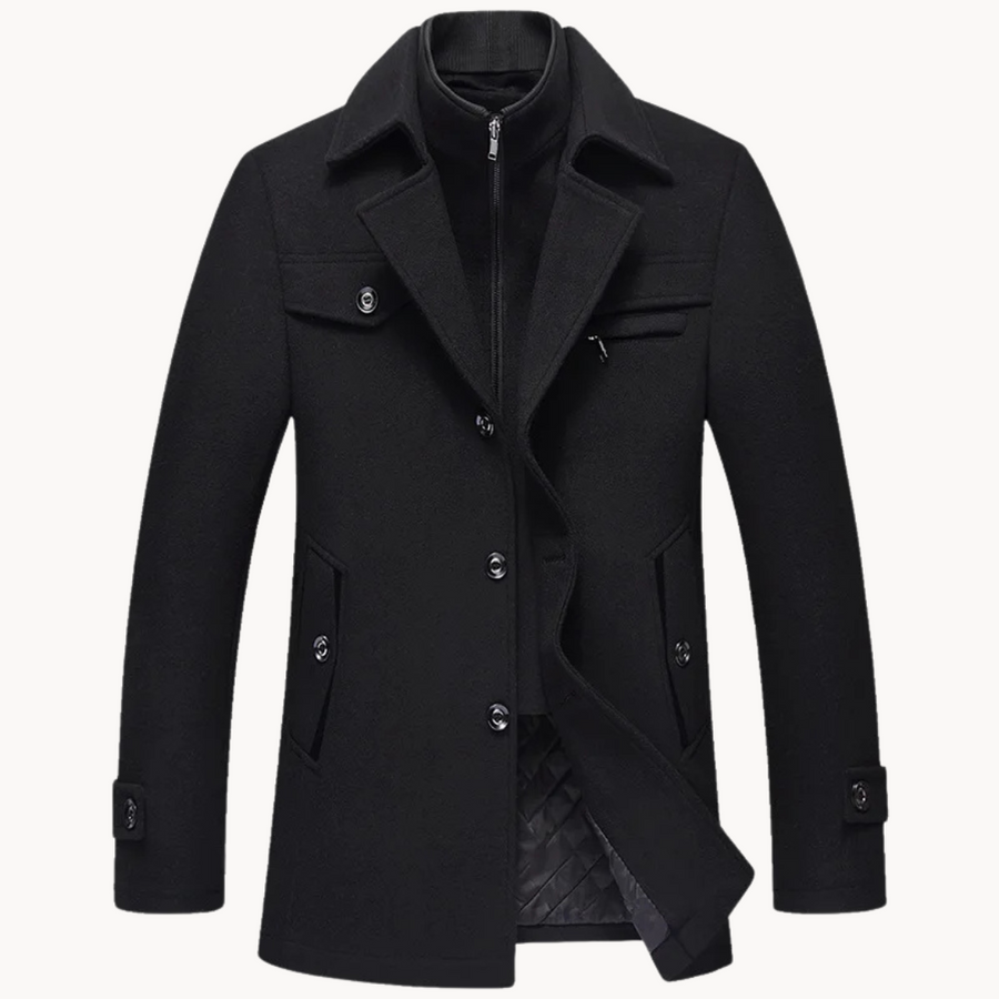 Jesse | Men's Wool Coat - Single Breasted Turn Down Collar Tailored