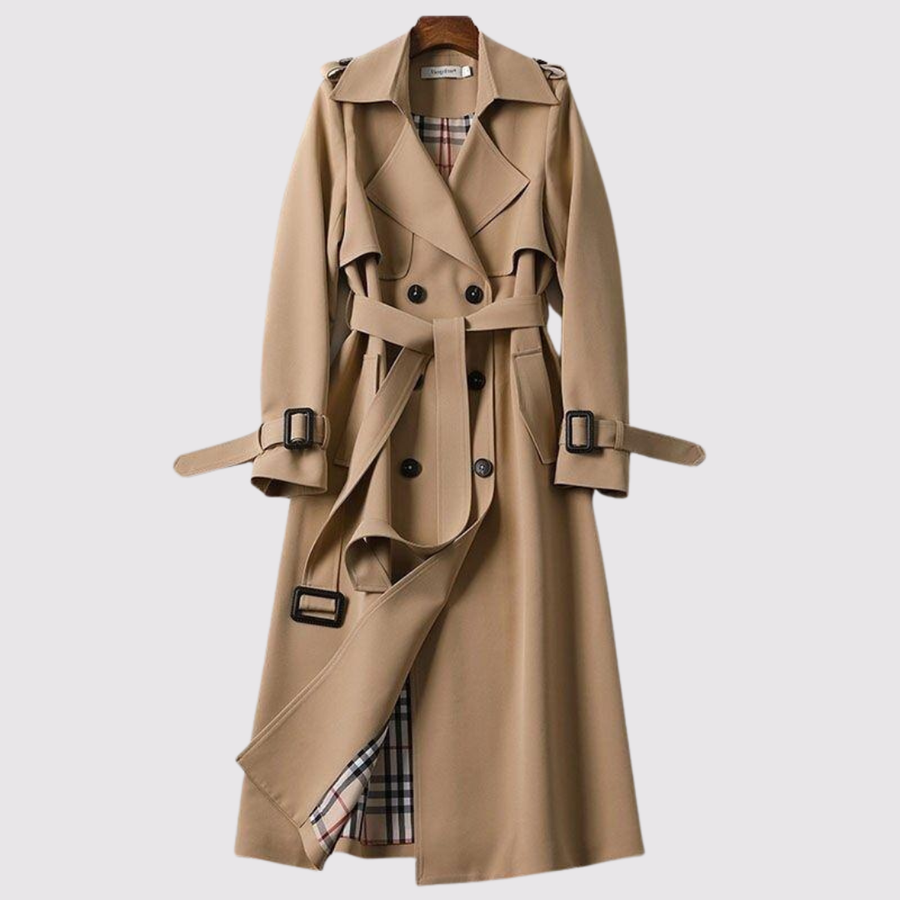 Deborah | Women's Lightweight Double Breasted Trench Coat - Longline Belted