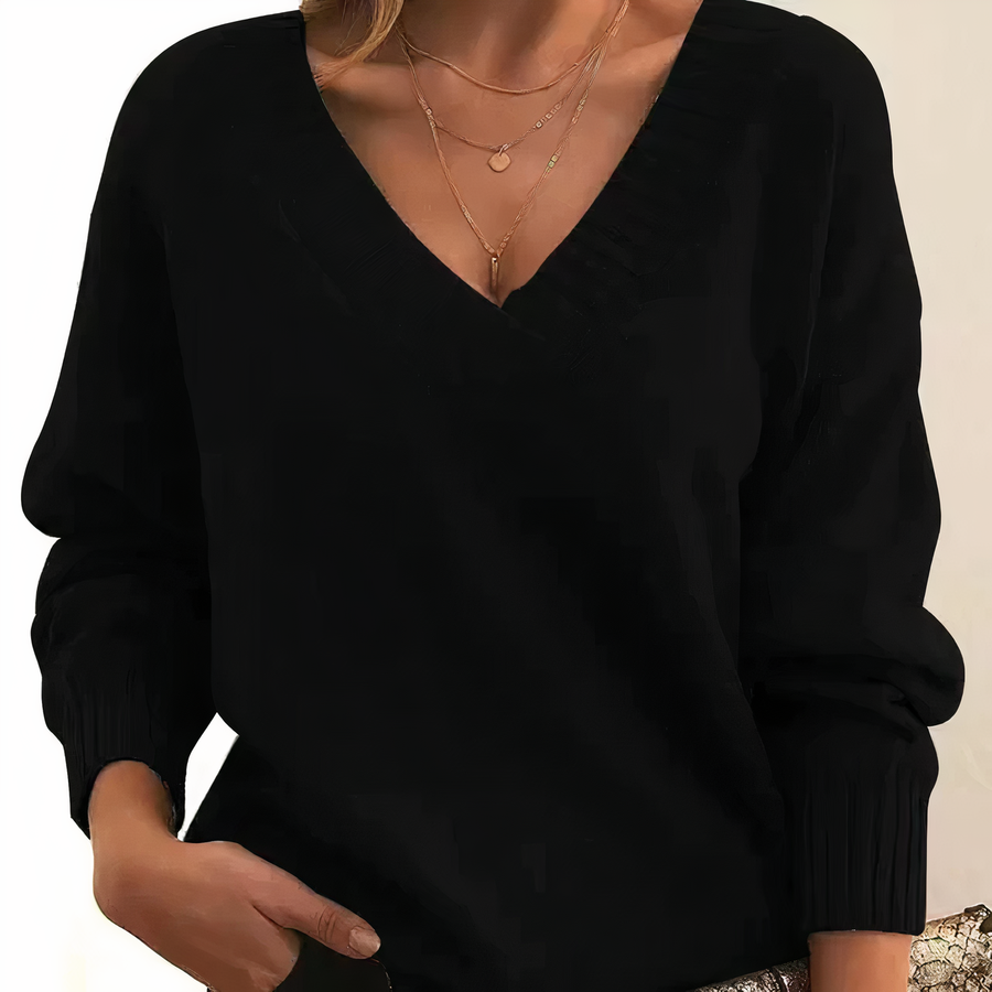 Hattie | Women's Cashmere Sweater - V Neck Balloon Sleeve Relaxed