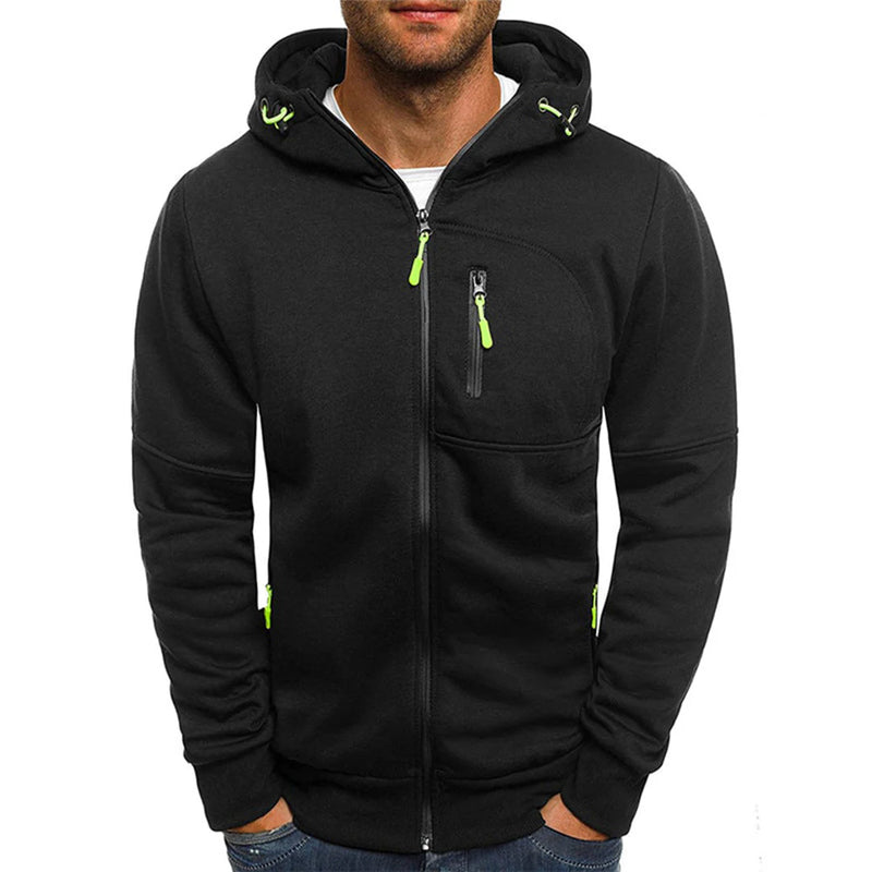 Kevin | Men's Hoodie - Full Zip Fleece Contrast Accent