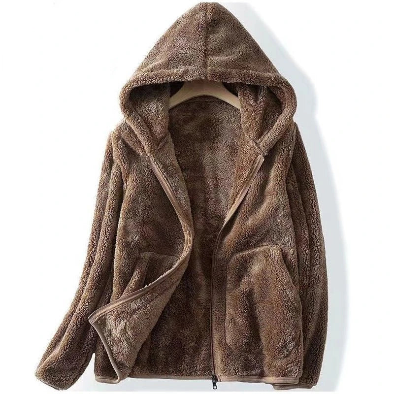 Layla | Women's Fleece Hoodie - Plush Coral Fleece Oversized Hood Zip