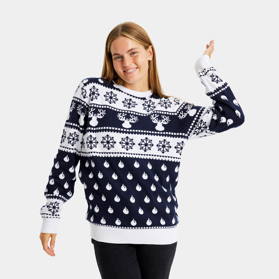 Alicia | Women's Ugly Christmas Sweater - Reindeer Snowflake Knit