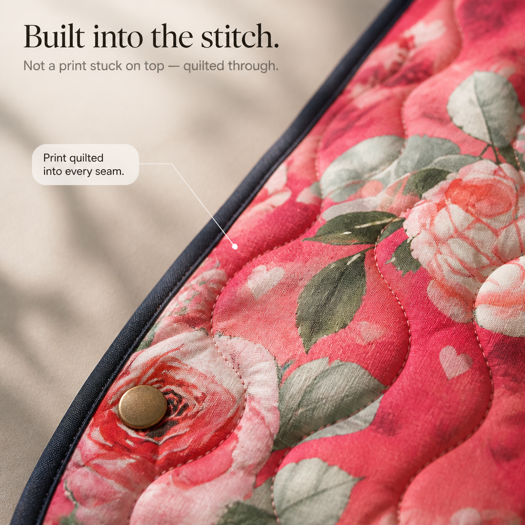 Penelope | Women's Puffer Jacket - Quilted Print Padded Lining Relaxed