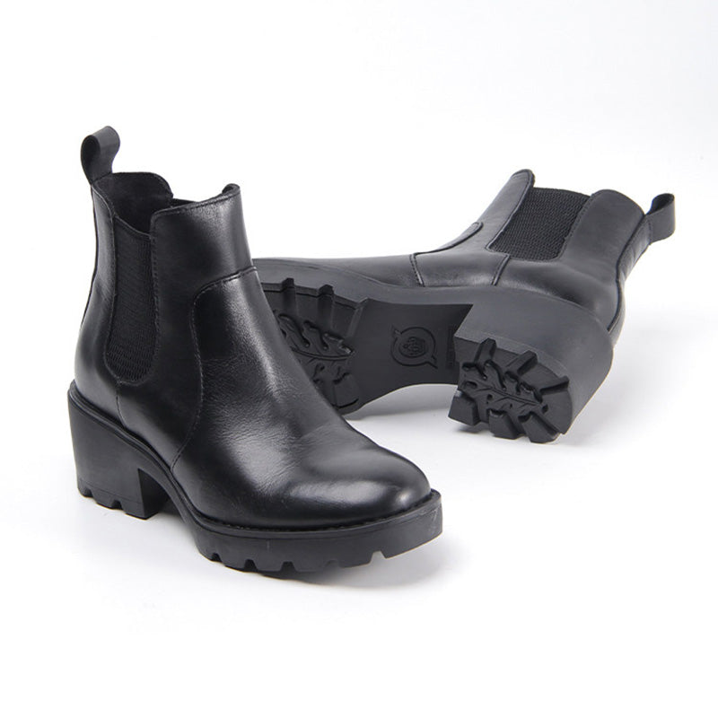 Amelia | Women's Leather Chelsea Boots - Chunky Block Heel Arch Support