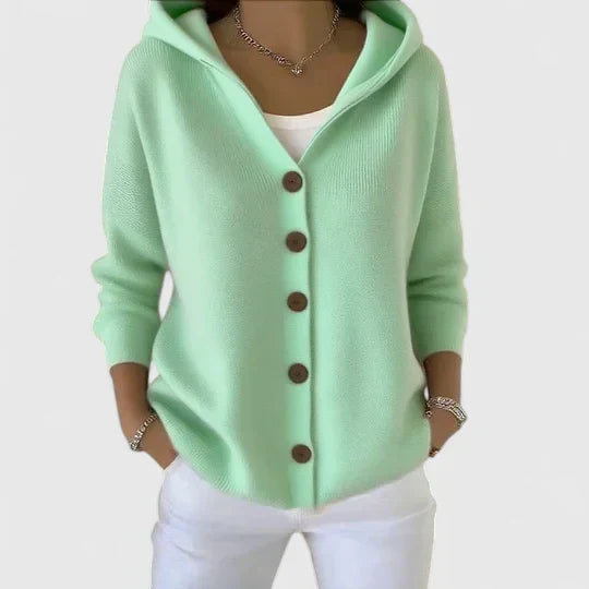 Teresa | Women's Hooded Button Up Cardigan - Soft Knit Relaxed Fit