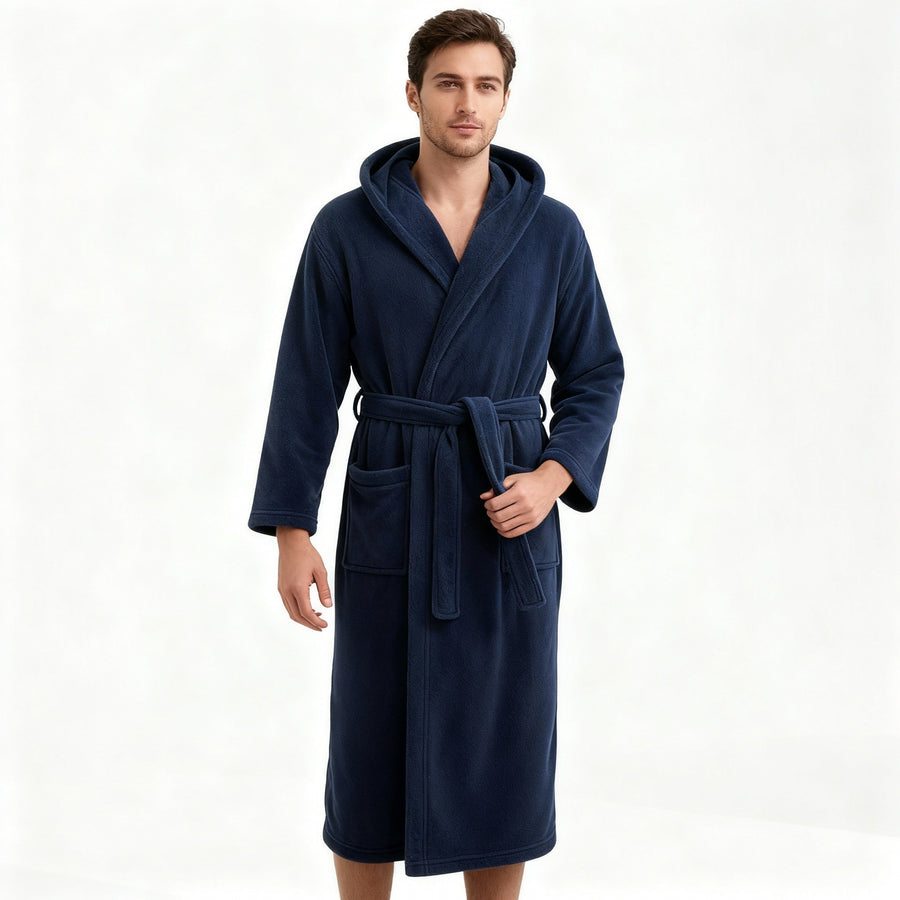 Desmond | Men's Hooded Robe - High Loft Fleece Floor Length