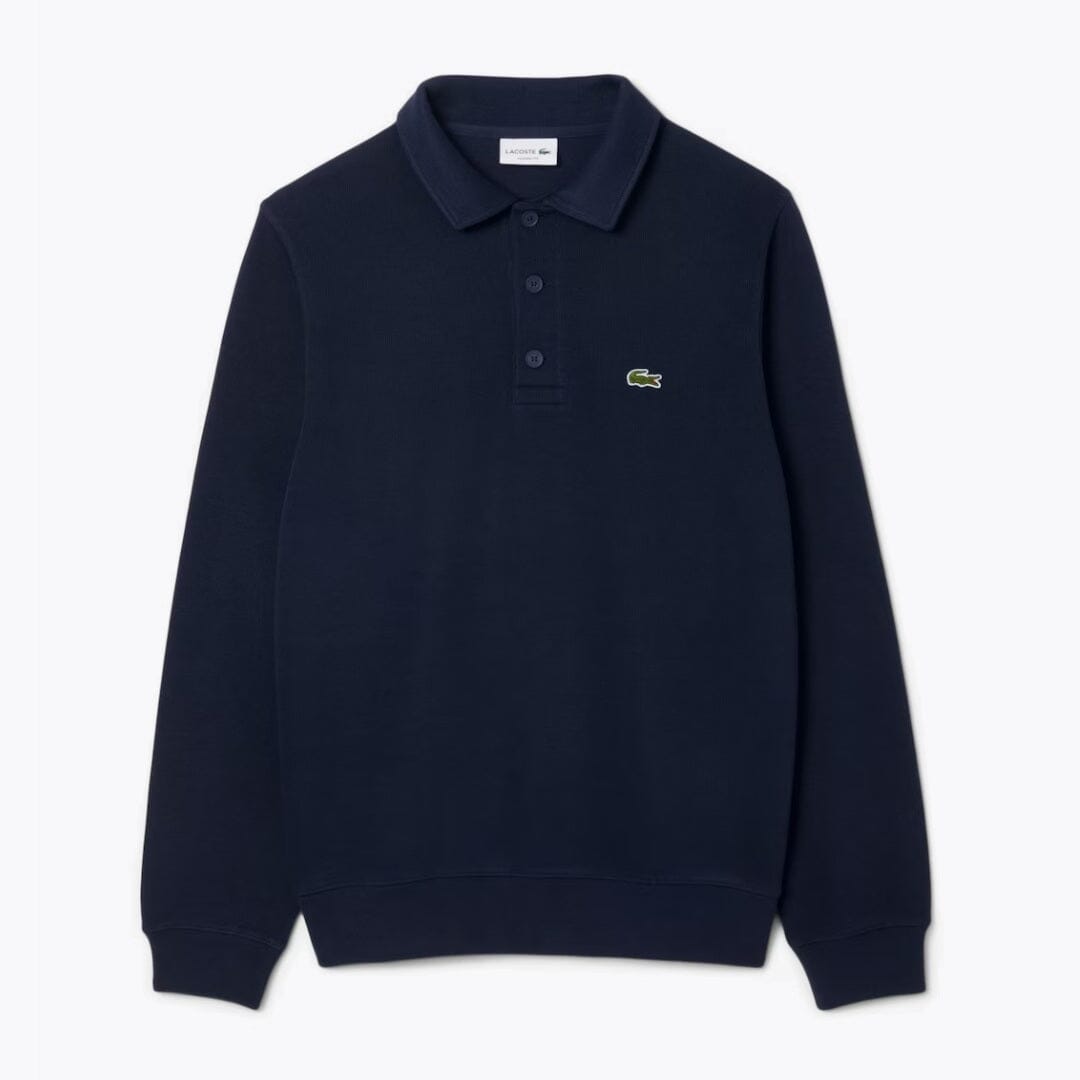 LC Ribbed Polo-Collar Cotton Sweatshirt