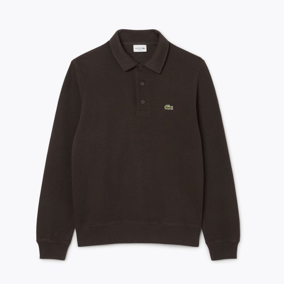 LC Ribbed Polo-Collar Cotton Sweatshirt