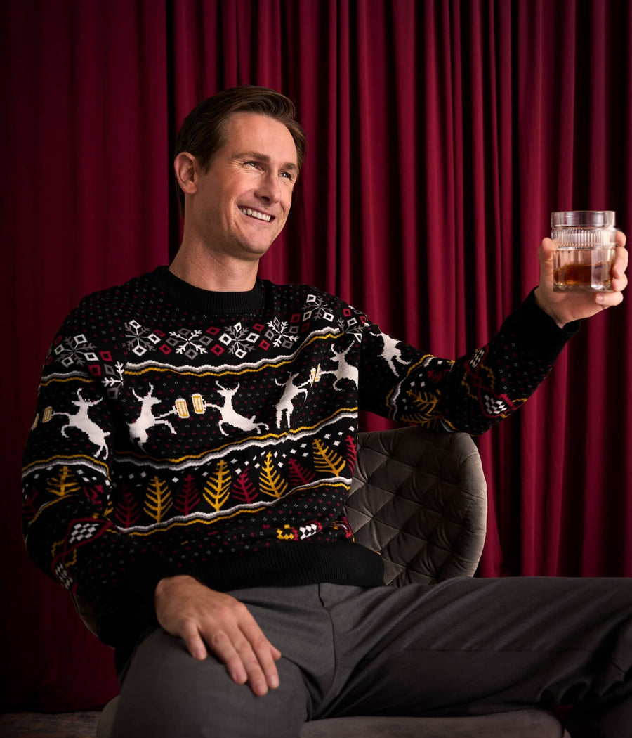 Todd | Men's Ugly Christmas Sweater - Fluffy Knit All Over Festive Pattern