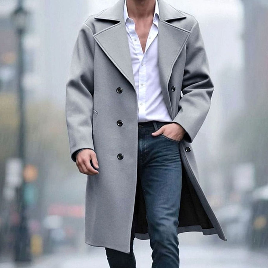 Bryce | Men's Overcoat - Wool Double Breasted Notch Lapel Tailored