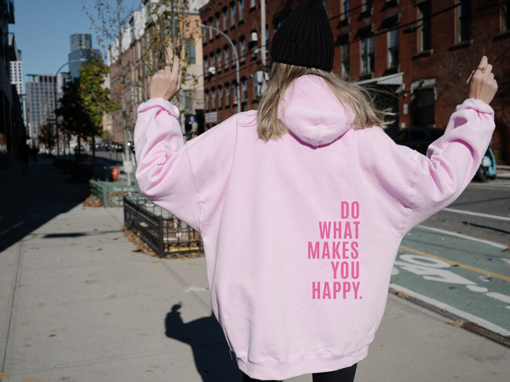 Cozy Graphic Hoodie with Positive Message