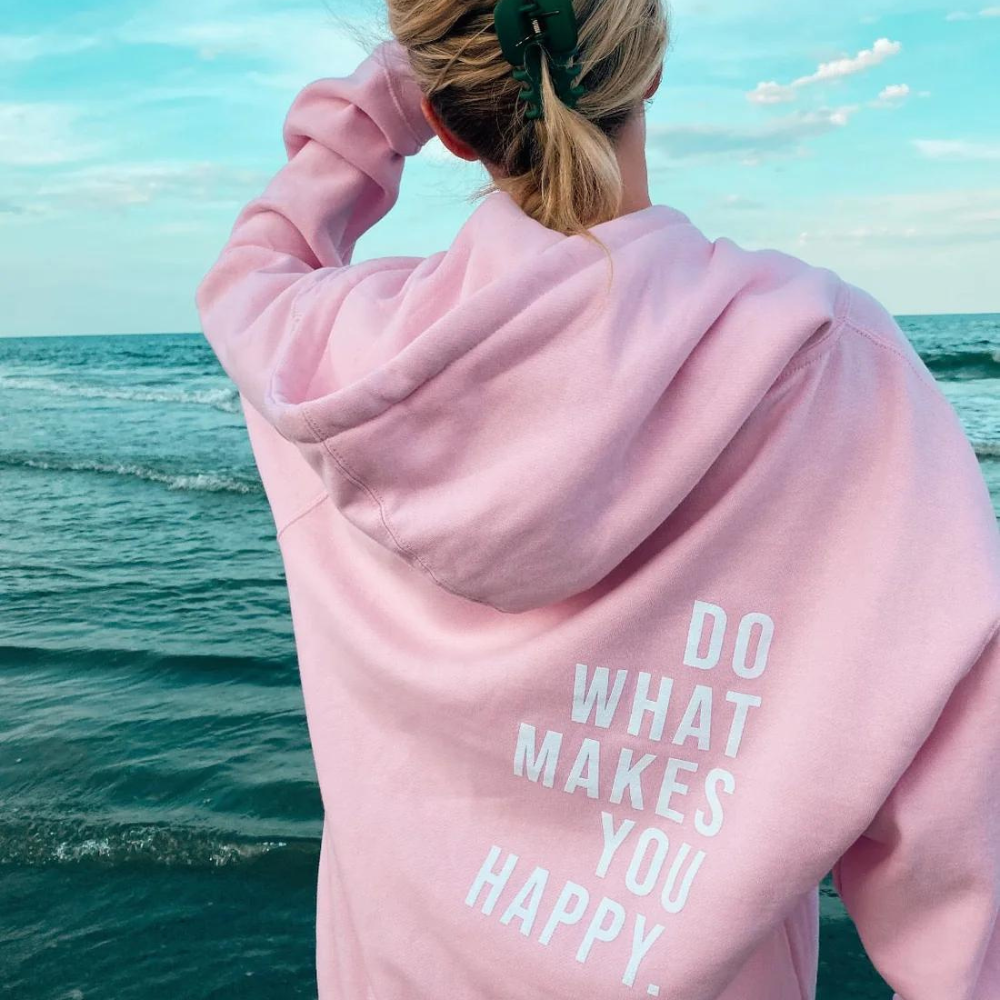 Cozy Graphic Hoodie with Positive Message