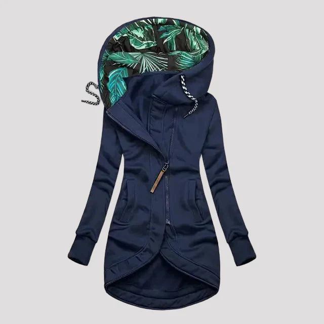 Nora | Women's Hoodie - Asymmetrical Zip Longline Funnel Hood