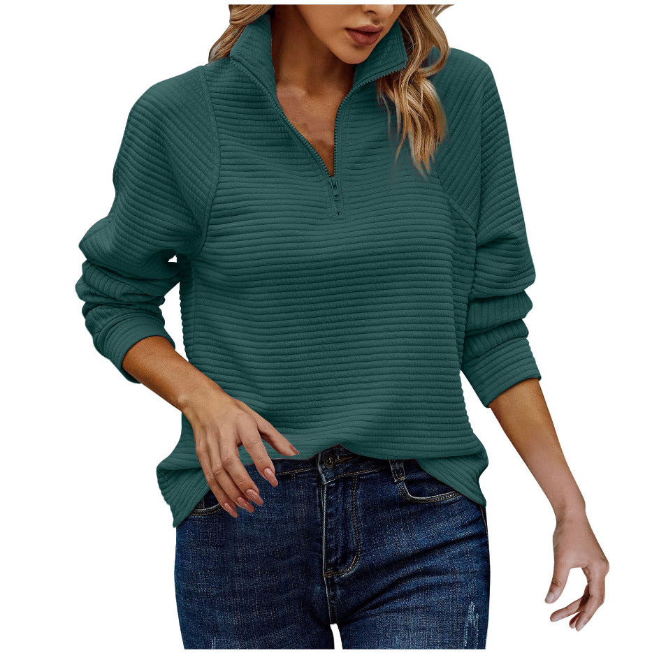 Women's Textured Quarter Zip Sweater